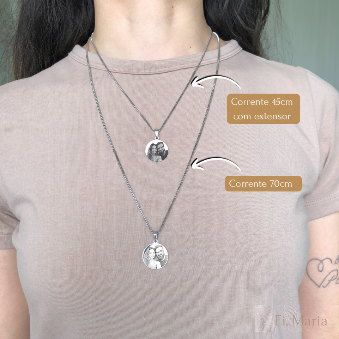 7 - Colar personalizado corrente 45cm ou 70cm